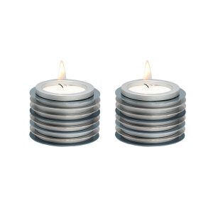 Gray Disc Tea Light Candlesticks