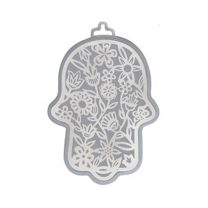 Small Stainless Steel Hamsa with Flower Cutout