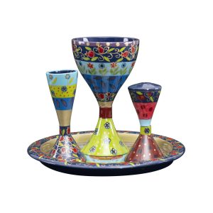 Hand-Painted Havdalah Set with Colorful Stripes