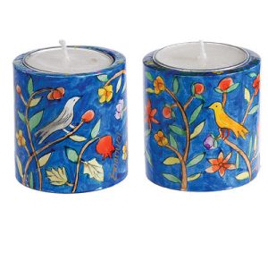 Small Round Candlesticks - Birds and Flowers