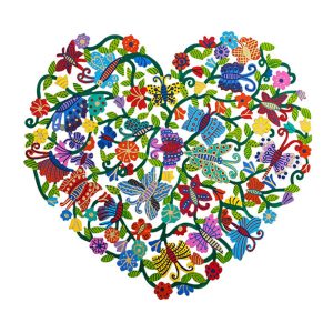 Medium Laser-Cut Metal Heart - Butterflies