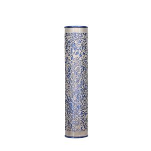 Cutout Pomegranate Mezuzah Case in Blue, 10 cm