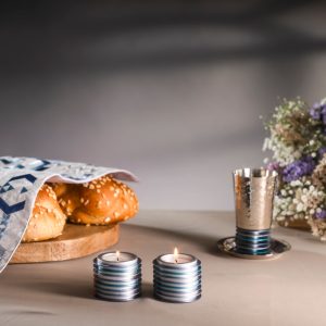 Blue Disc Tea Light Candlesticks