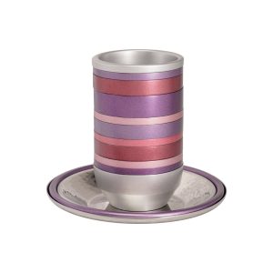 Kiddush Cup Fully Covered in Burgundy and Purple Rings