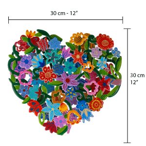Double Metal Heart - Flowers