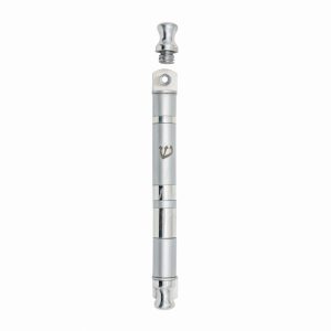 Cylinder Mezuzah Case with Wide Stripes in Silver