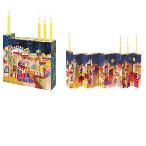 Accordion Hanukkah Menorah with Jerusalem Skyline