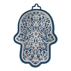 Large Dark Blue Hamsa with Pomegranate Cutout