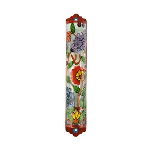 Hand-Painted Mezuzah Case with Flowers
