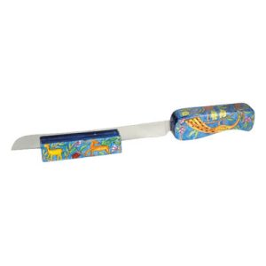 Challah Knife and Stand - Painted in Oriental Style