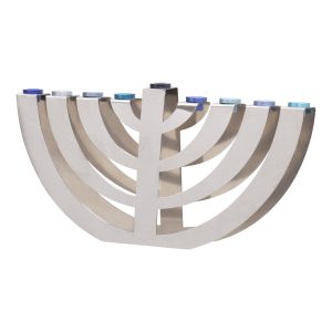 Modern White Hanukkah Menorah with Arches