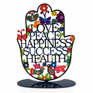 Large Metal Stand - Hamsa with English Blessings