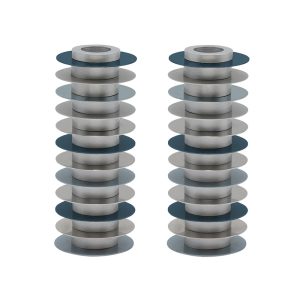Tall Shabbat Candlesticks of Gray Discs