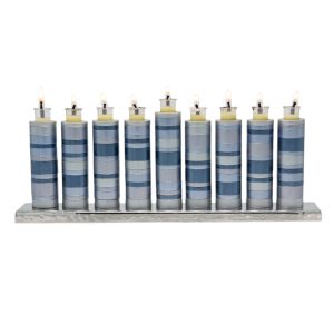 Rings Hanukkah Menorah in Shades of Gray