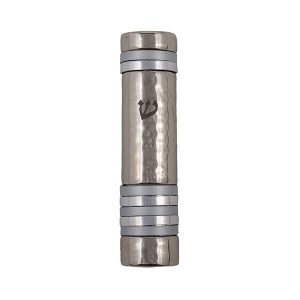 Hammered Mezuzah Case with Silver Rings