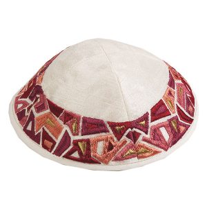 Burgundy Geometric Embroidered Kippah