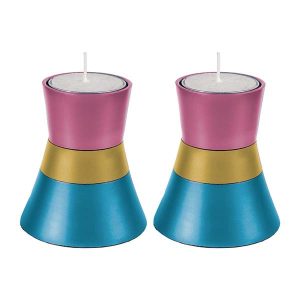 Turquoise, Pink and Gold Tea Light Candlesticks