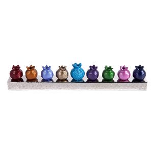 Colorful Pomegranates Hanukkah Menorah