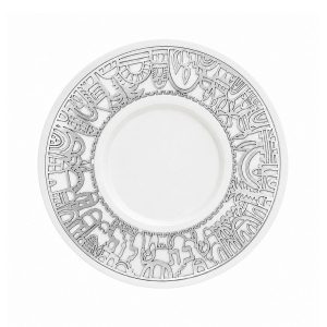 White Kiddush Cup with Silver Jerusalem Cutout
