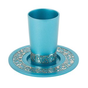Turquoise Kiddush Cup with Pomegranate Band