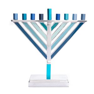 Large Chabad Hanukkah Menorah in Blue