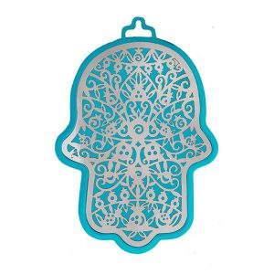 Large Turquoise Hamsa with Pomegranate Cutout