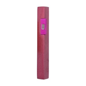 Mezuzah Case, Burgundy with a Raised Pink Rectangle