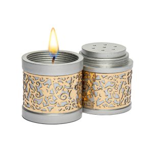Silver Travel Havdalah Set with Gold Cutout