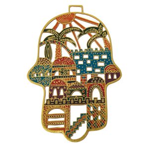 Golden Hamsa with Jerusalem View