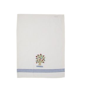 White Kitchen Towel - Embroidered Tree, ISRAEL