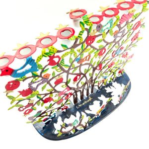 Laser-Cut Pomegranate Tree Hanukkah Menorah