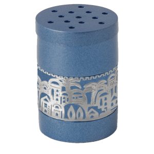 Besamim Container in Blue with a Jerusalem Design