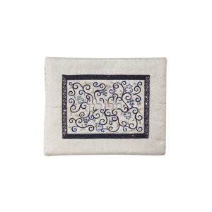 White Tefillin Bag with Blue Swirls