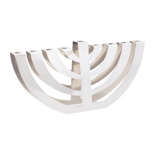 Modern White Hanukkah Menorah with Arches