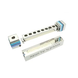 Square Travel Hanukkah Menorah in Blue