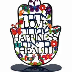 Large Metal Stand - Hamsa with Bilingual Blessings