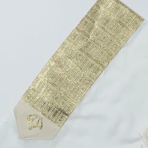 Acrylic Tallit Decorated with a Crown Embroidery in Gold Color – ‘Royal Crown’ Model